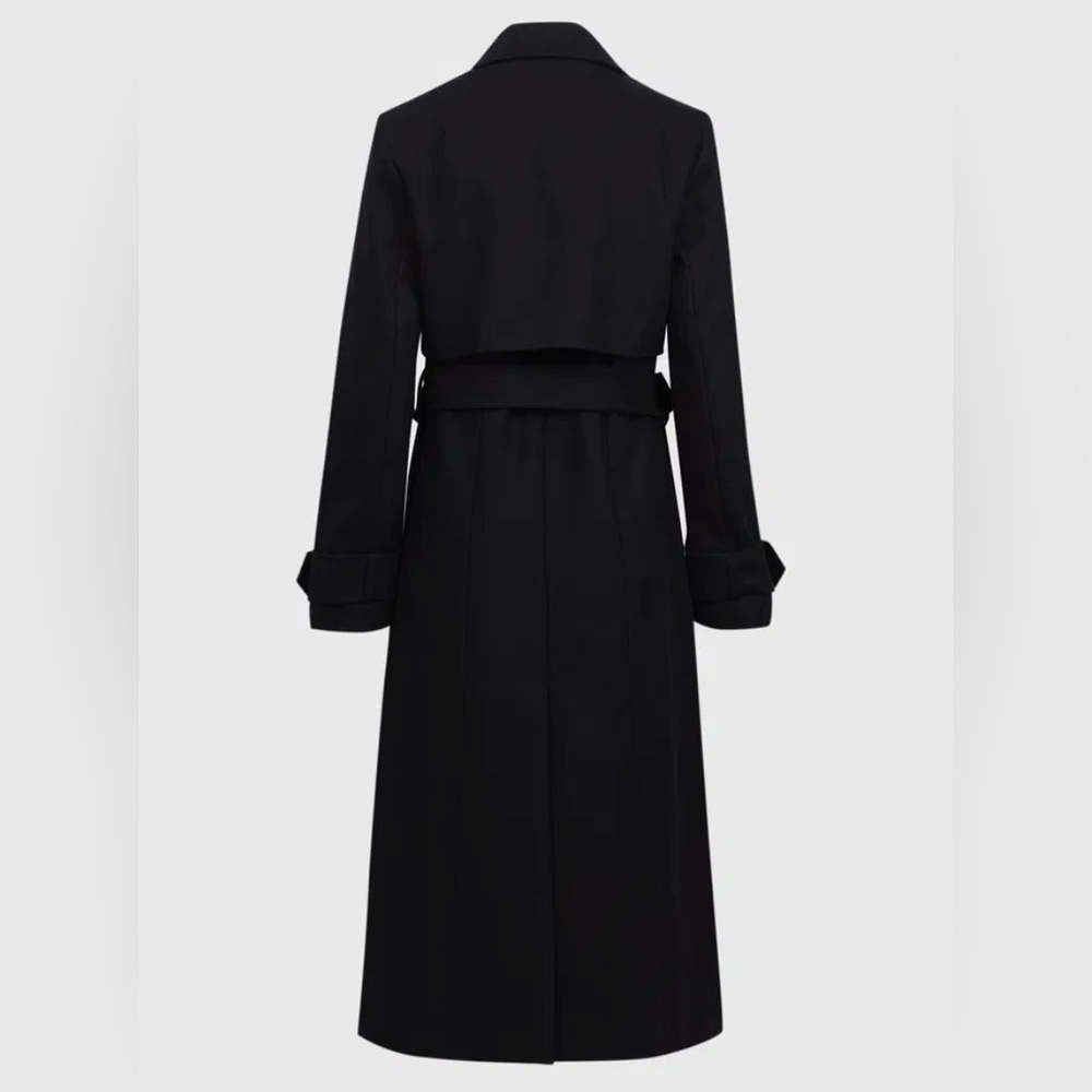 Sage Black Long Trench Coat with Belt - Picture 5 of 13